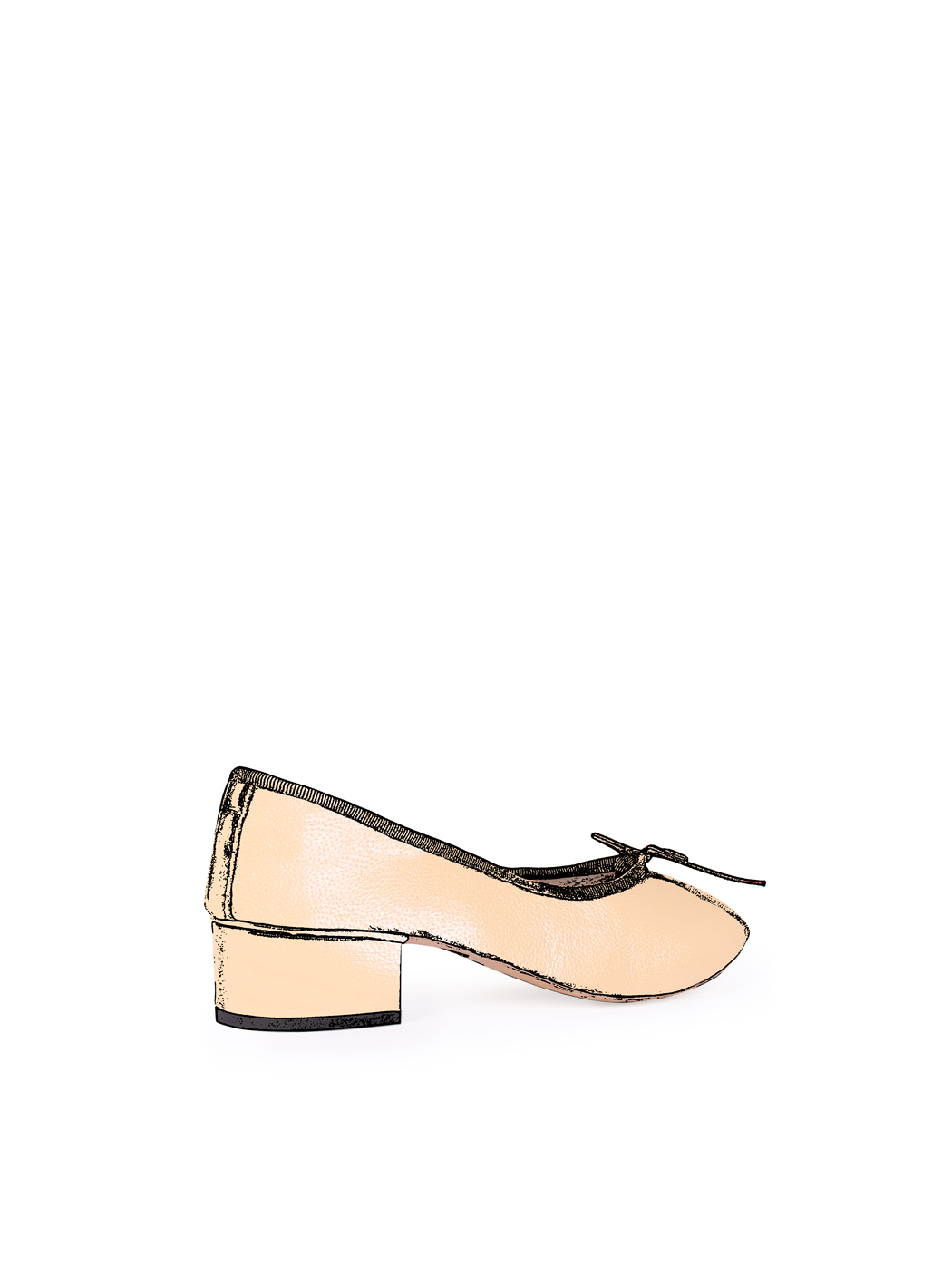 Ballet Pumps Block Heel - Light Tan Nappa