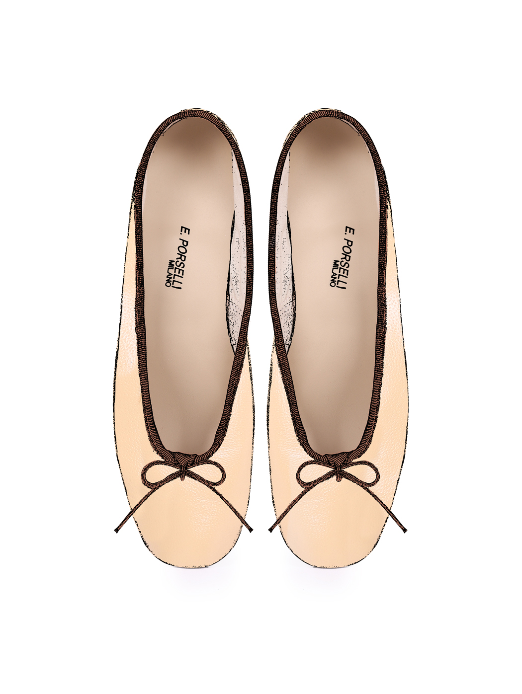 Ballet Pumps Block Heel - Light Tan Nappa