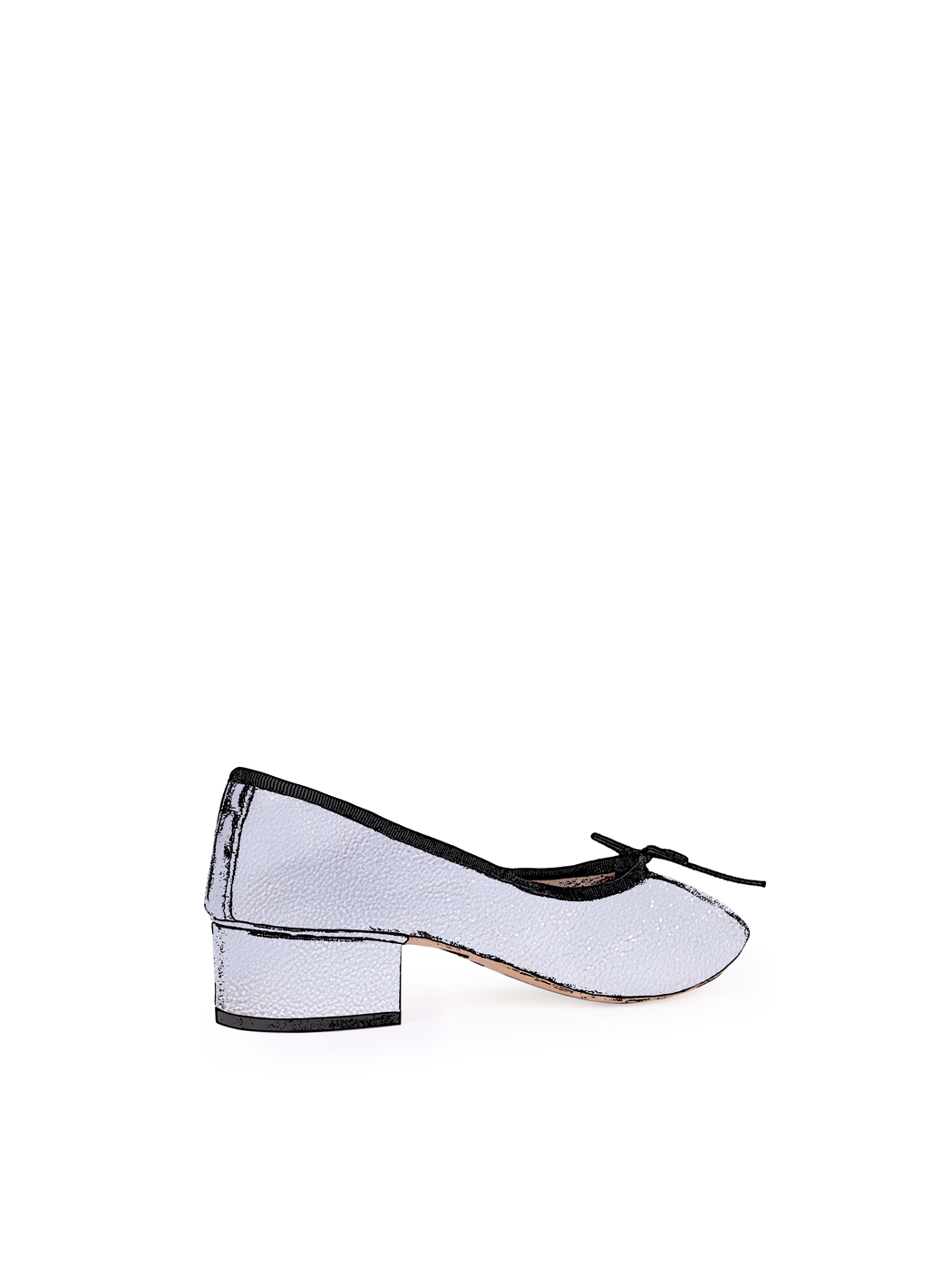 Ballet Pumps Block Heel - Gunmetal Nappa Black Trim