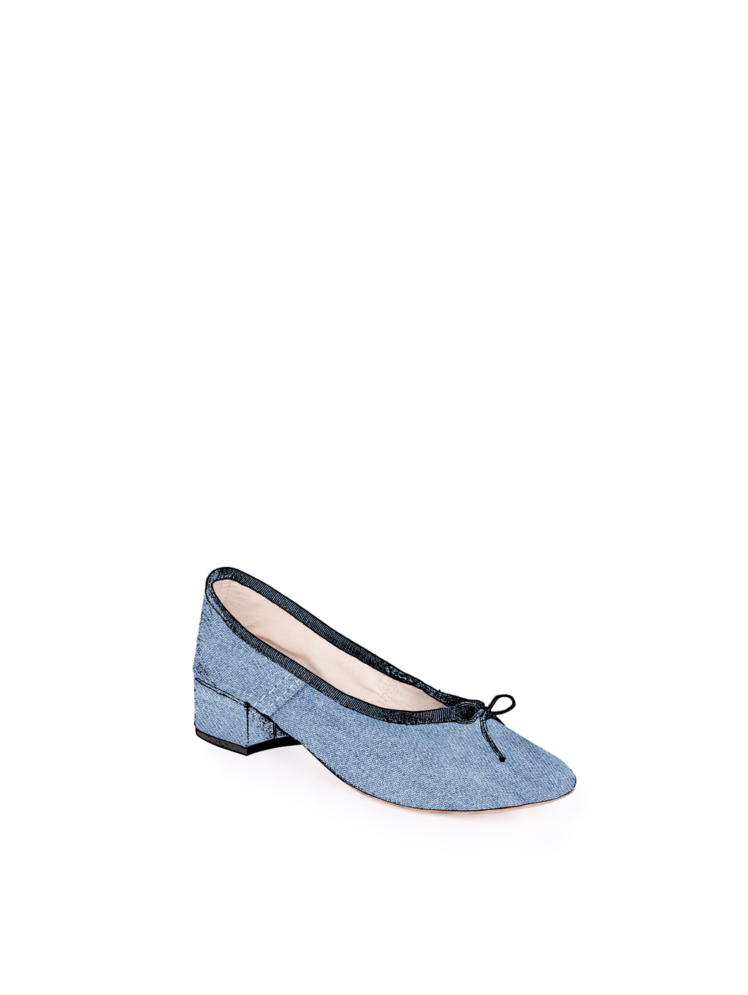 Ballet Pumps Block Heel Denim 54-Denim