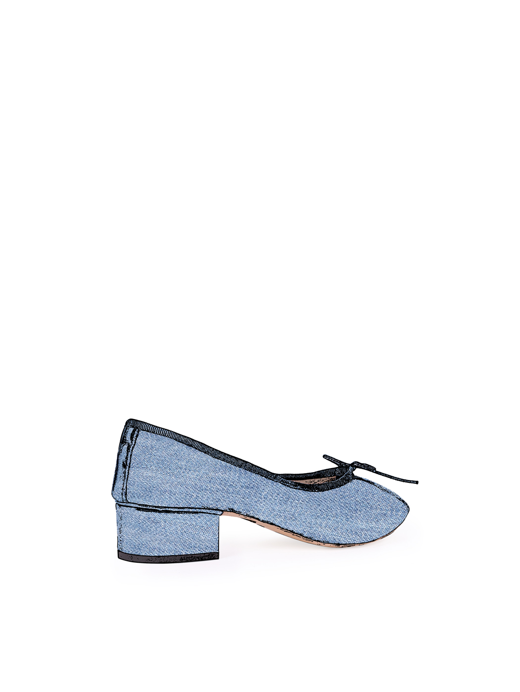 Ballet Pumps Block Heel Denim 54-Denim