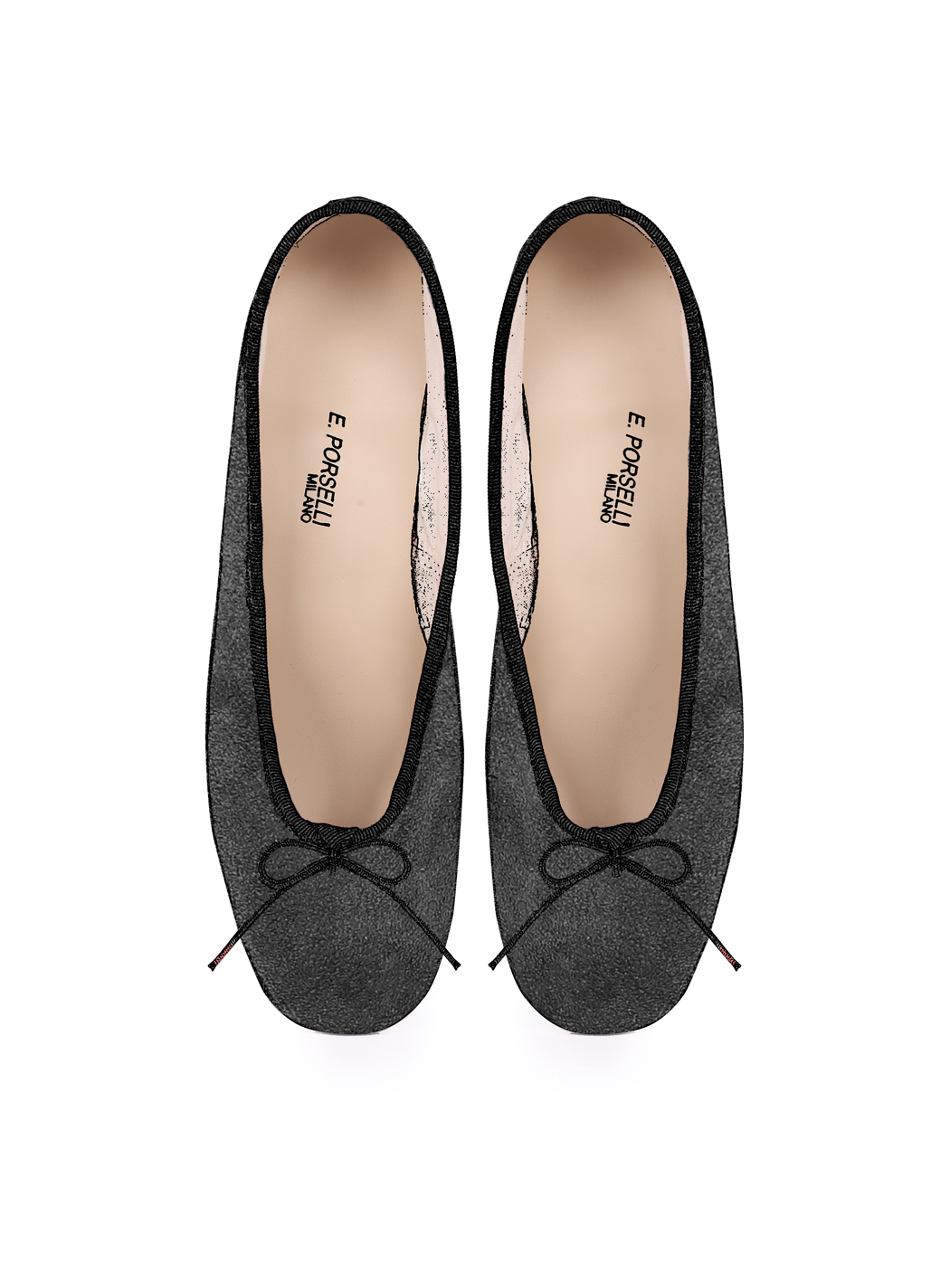 Ballet Pumps Block Heel - Black Suede