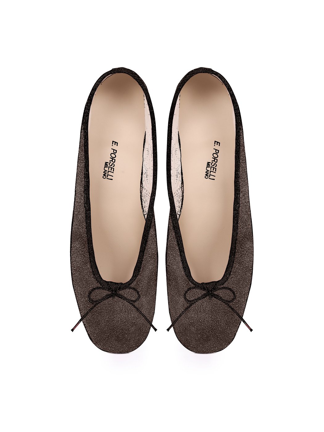 Ballet Pumps Block Heel - Dark Brown Suede