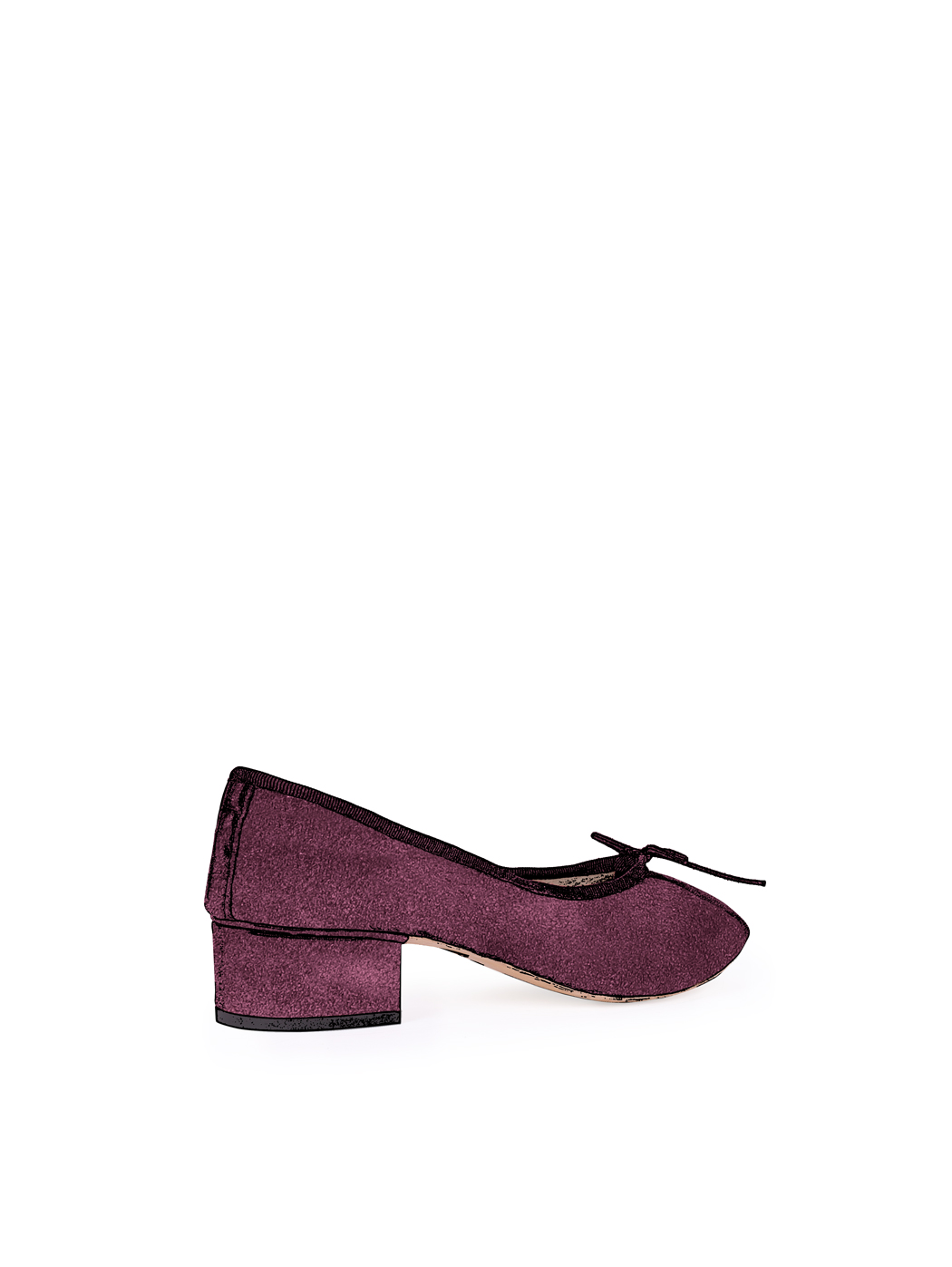 Ballet Pumps Block Heel - Bordeaux Suede