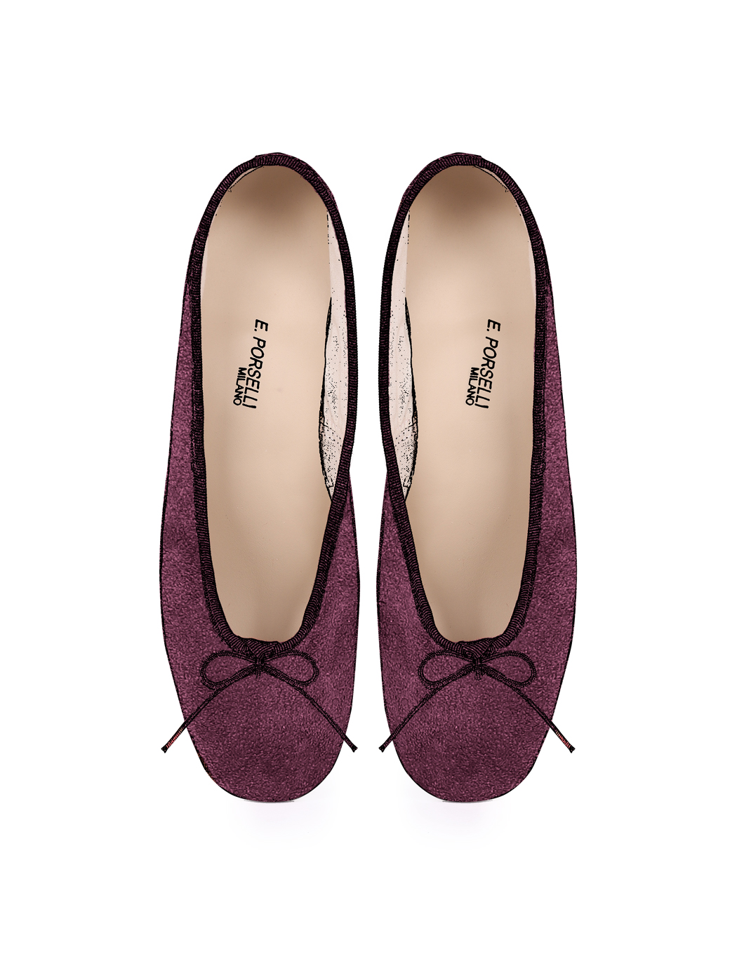 Ballet Pumps Block Heel - Bordeaux Suede