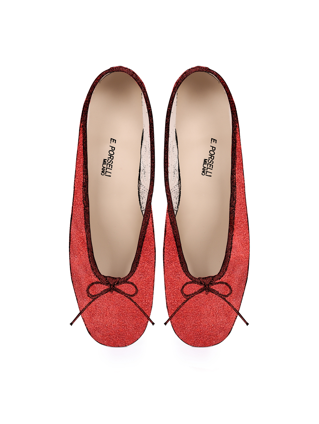 Ballet Pumps Block Heel - Red Suede