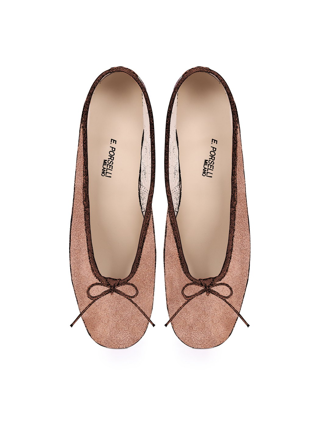 Ballet Pumps Block Heel - Brown Suede 