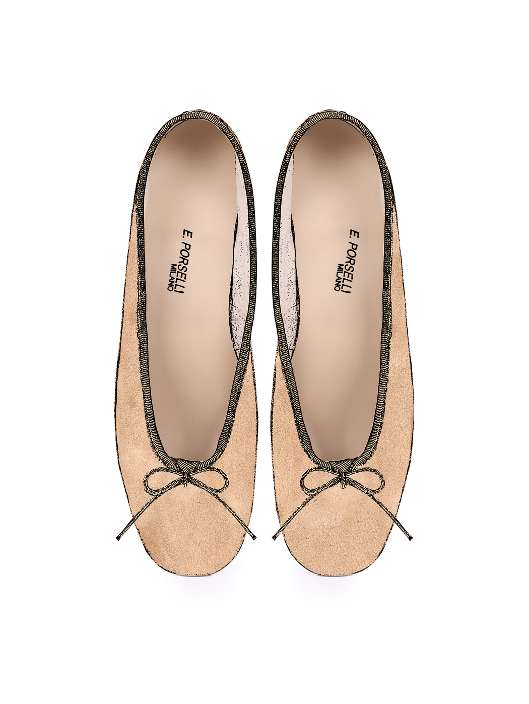 Ballet Pumps Block Heel - Light Brown Suede