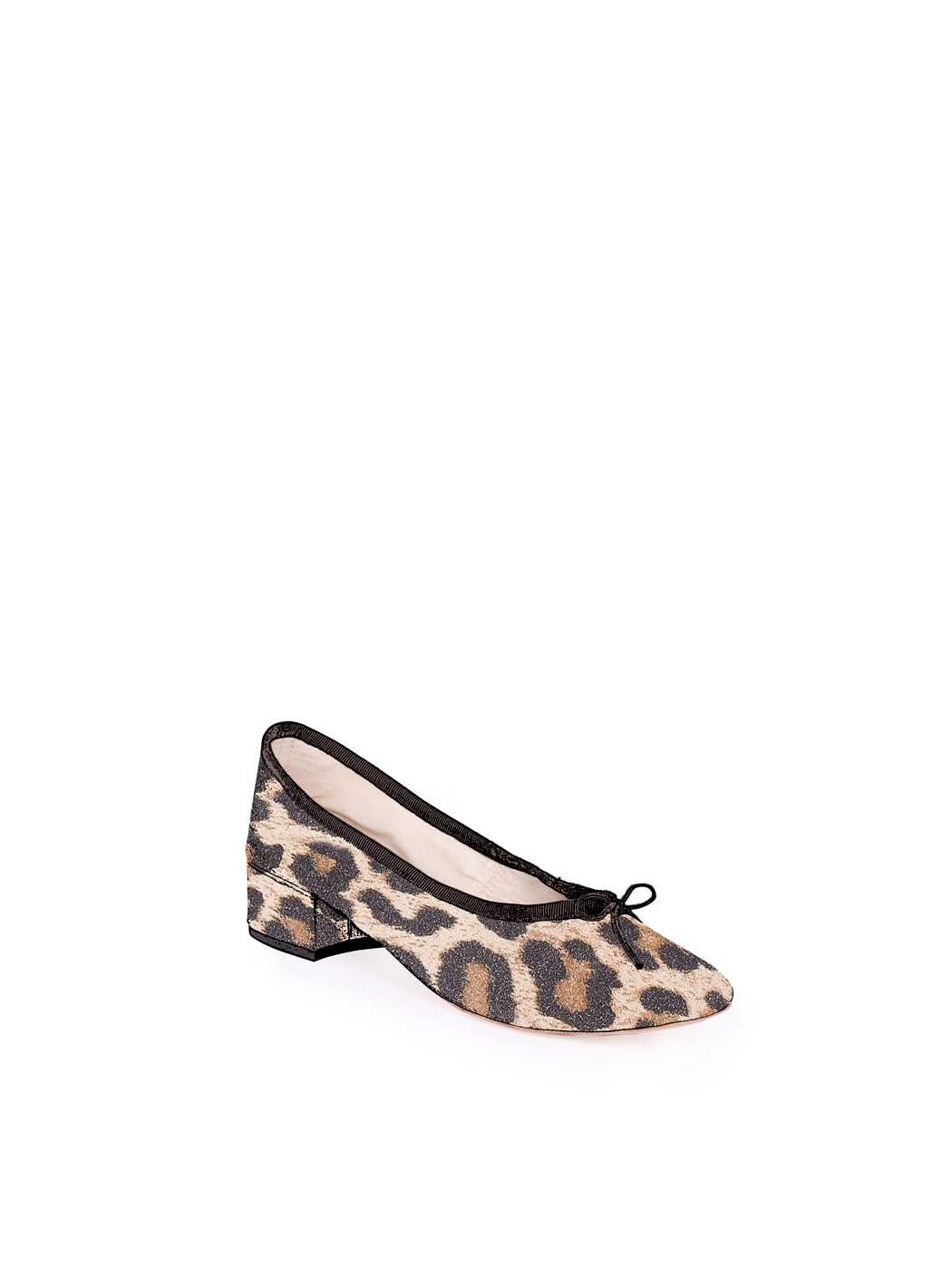 Ballet Pumps Block Heel - Leopard Print Suede