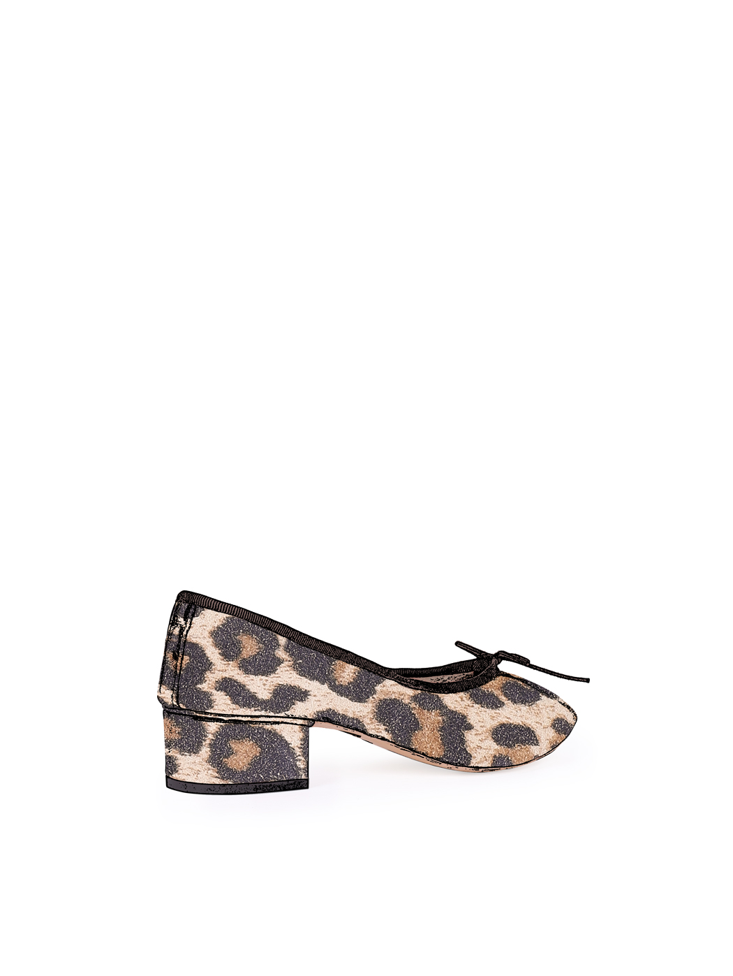 Ballet Pumps Block Heel - Leopard Print Suede