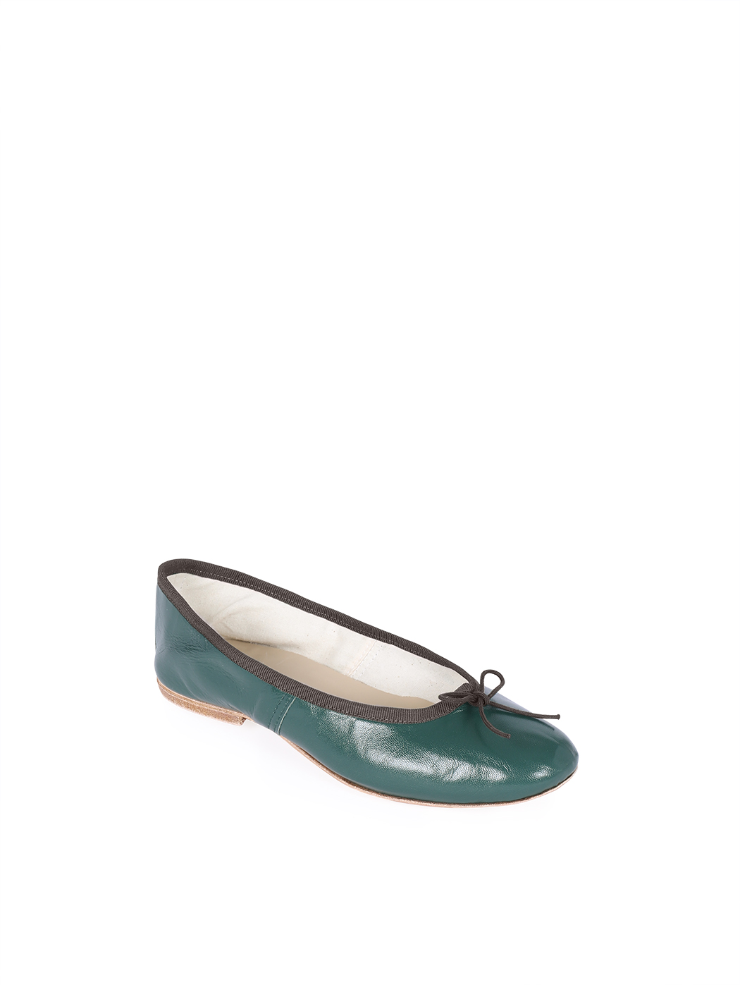 Ballet Flats Dark Green Dark Brown Trim