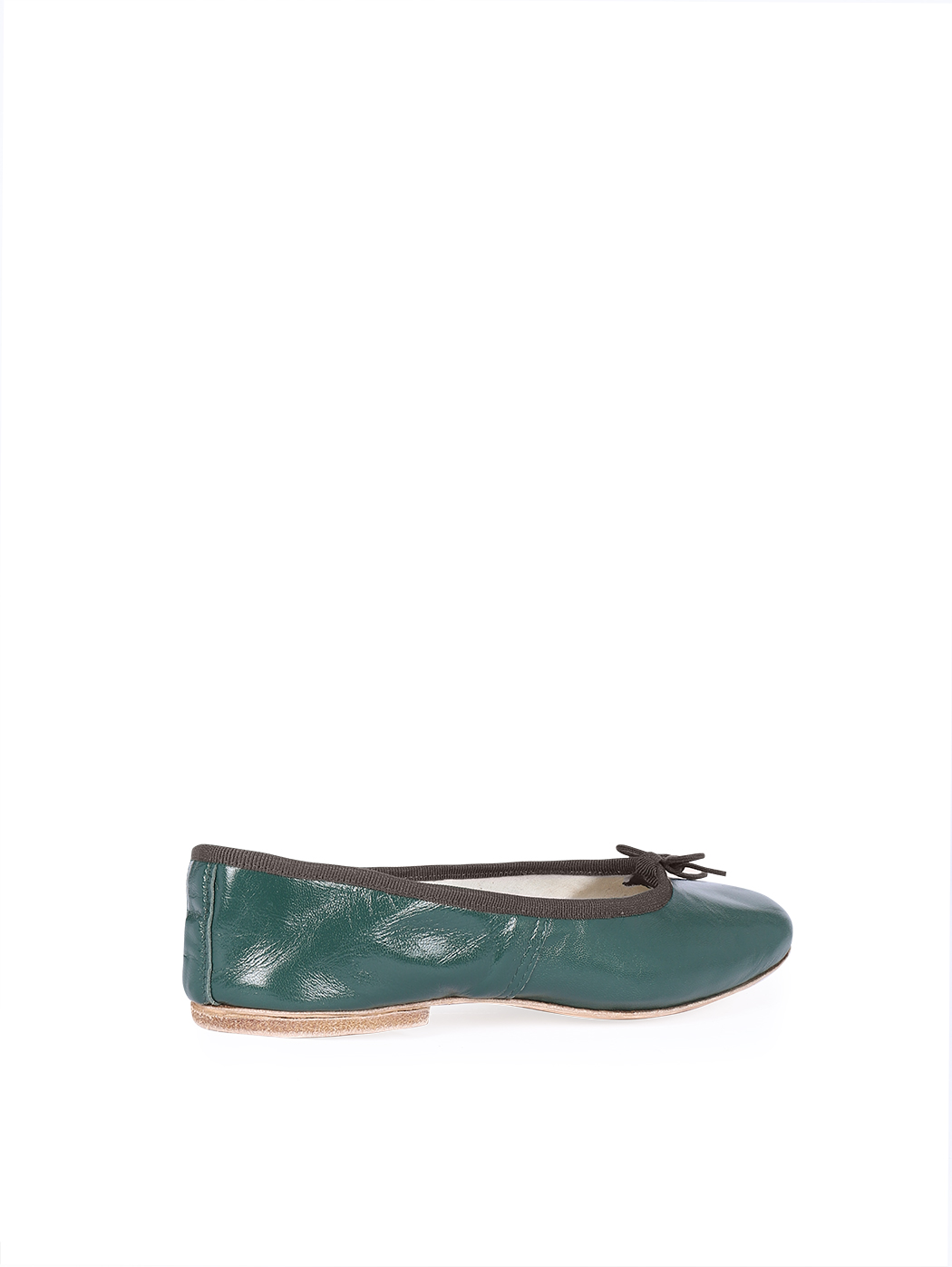 Ballet Flats Dark Green Dark Brown Trim