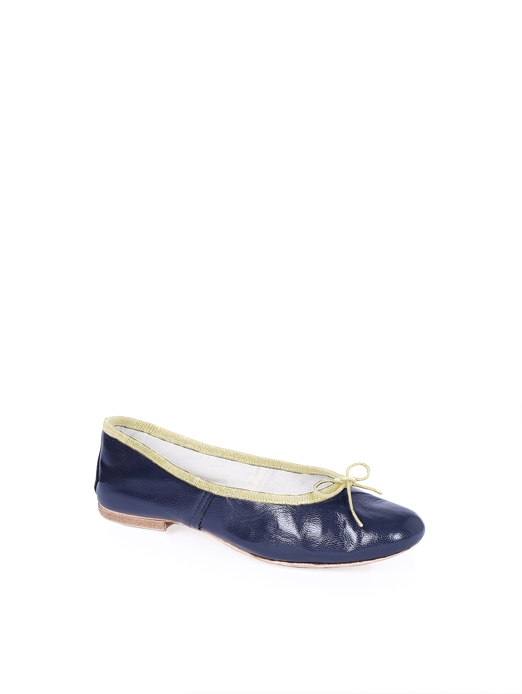 Ballet Flats Dark Blue Bone Trim