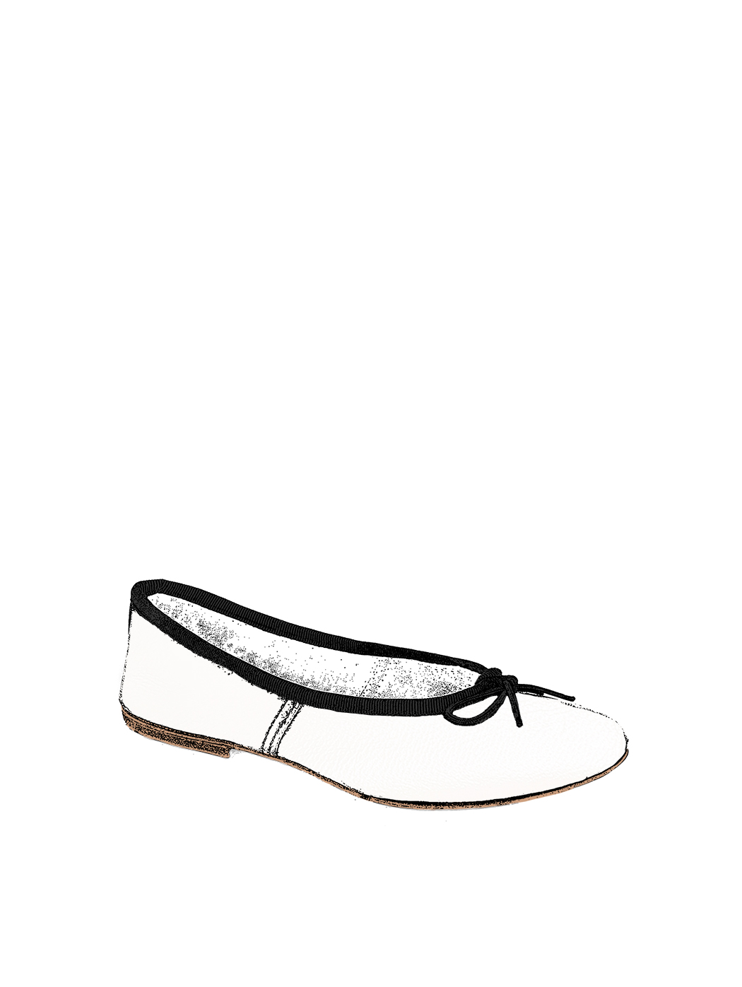 Ballet Flats White Black Trim