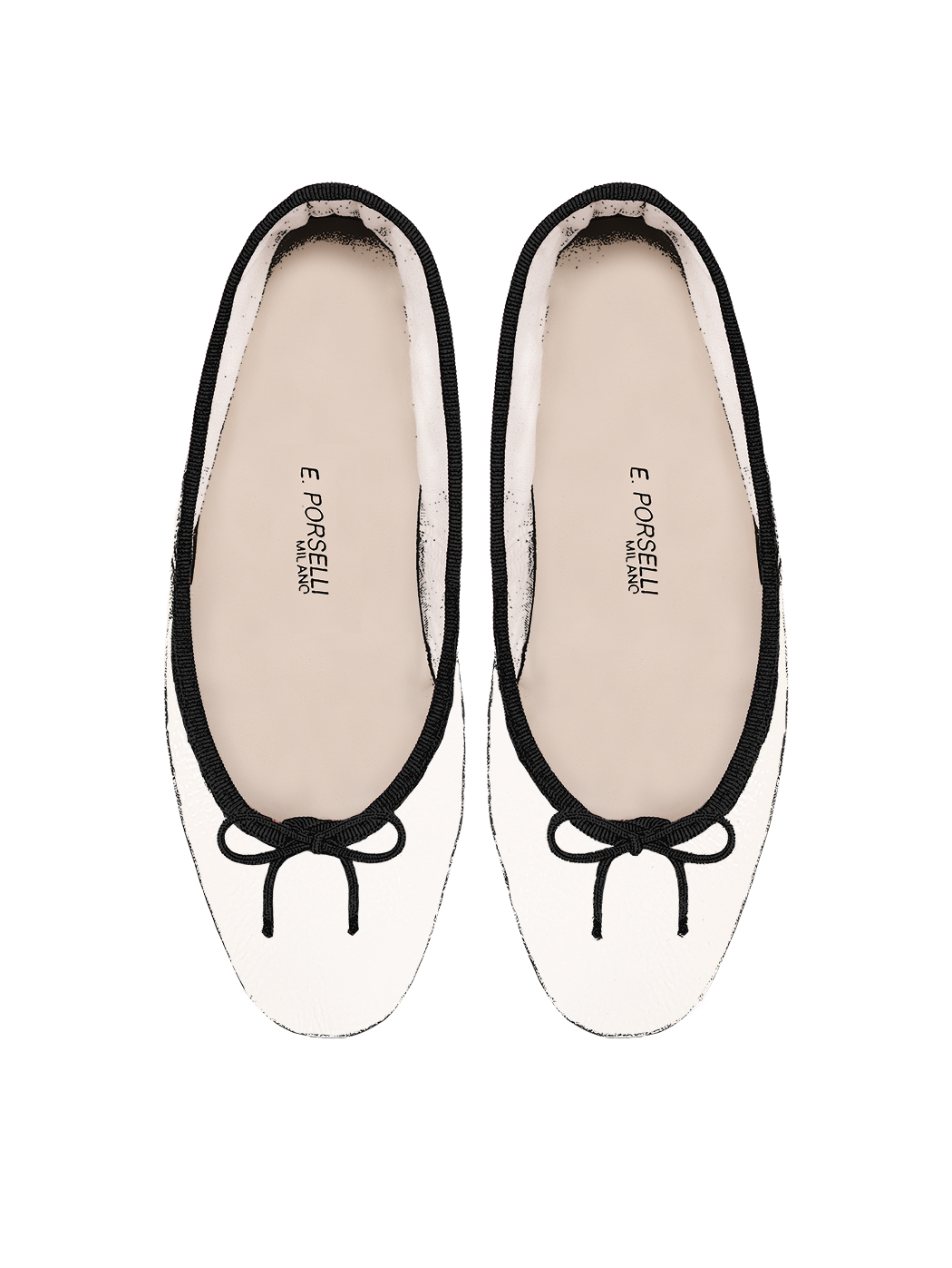 Ballet Flats White Black Trim