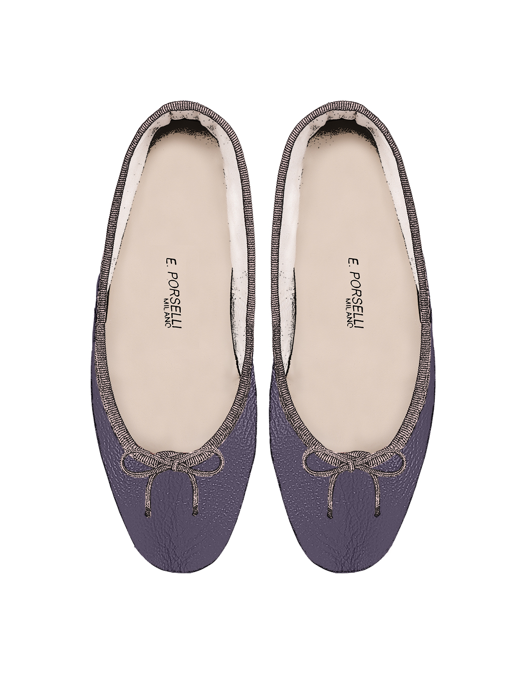 Ballet Flats Dark Purple Pink Trim