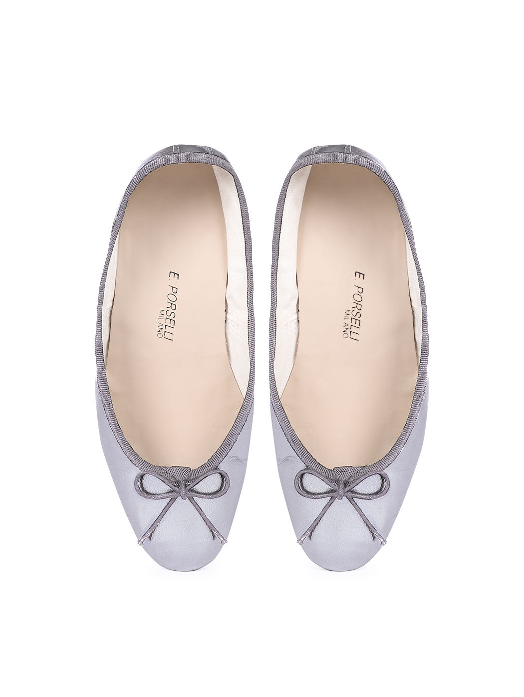 Ballet Flats Metallic Silver Double Hell 16-Silver (Metallic)