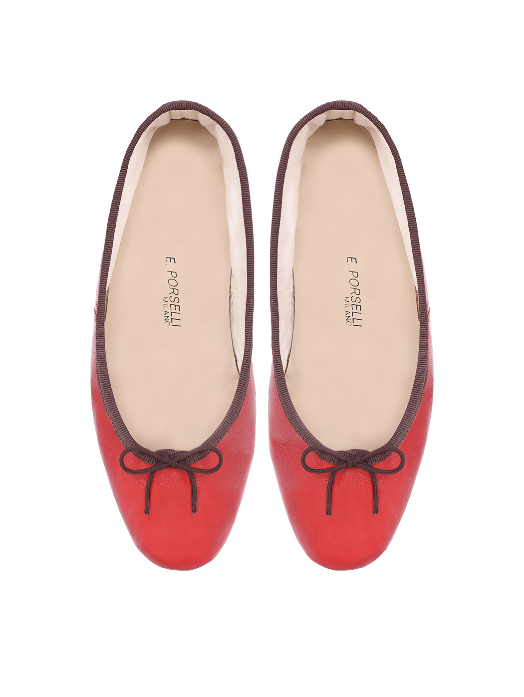 Ballet Flats Red Bordeaux Trim