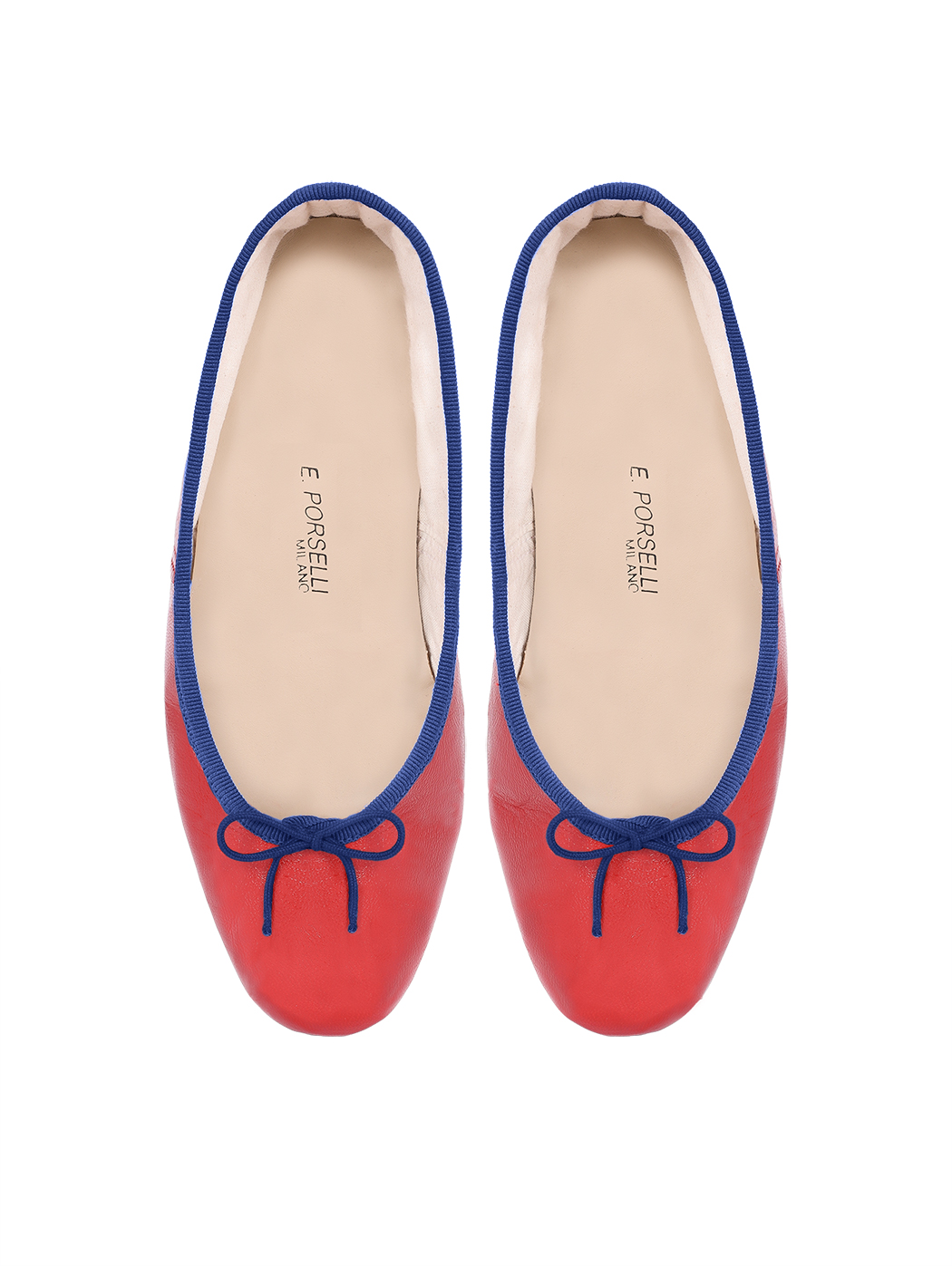 Ballet Flats Red Blue Trim