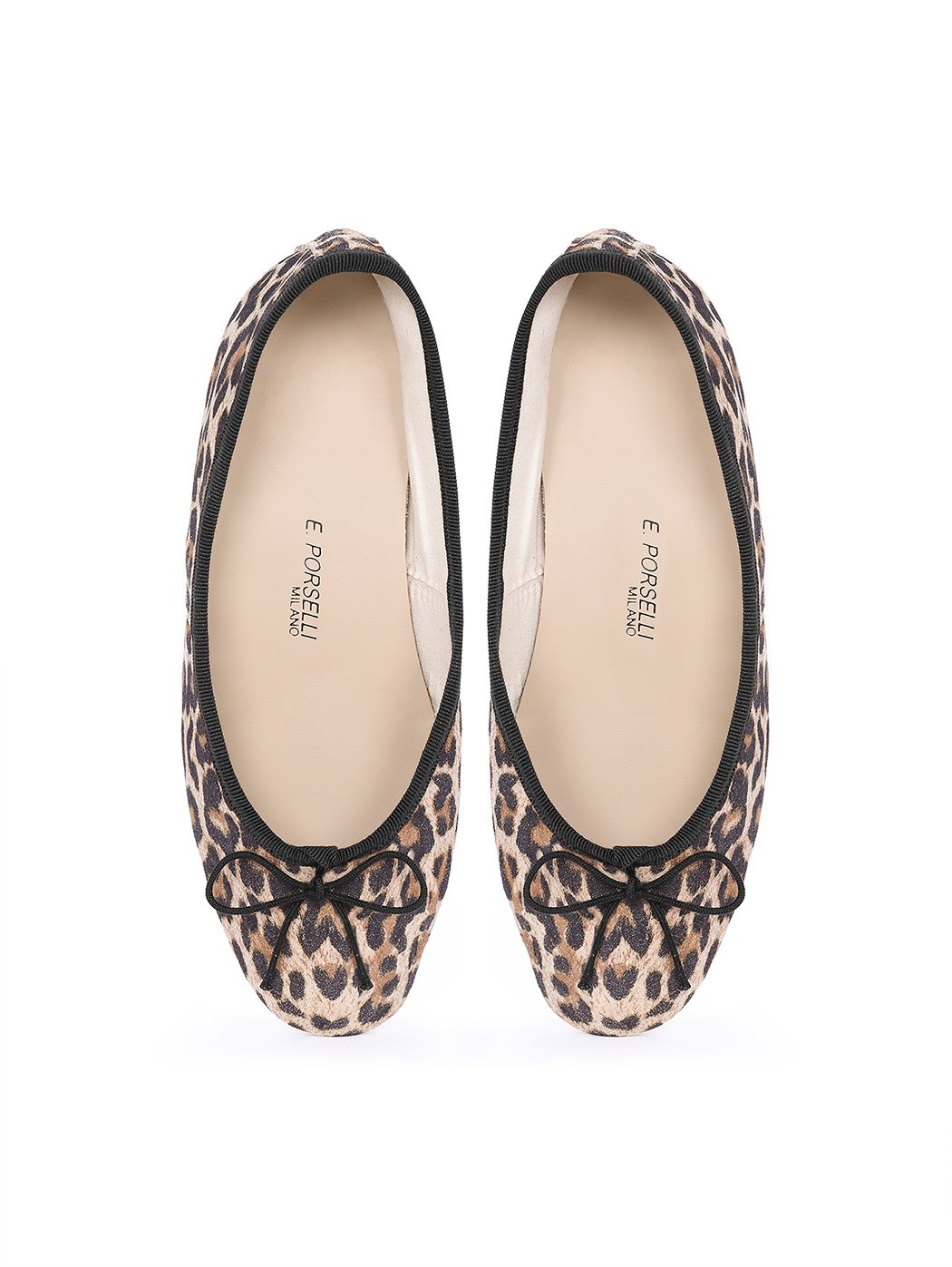 Ballet Flats Leopard Suede Black Trim