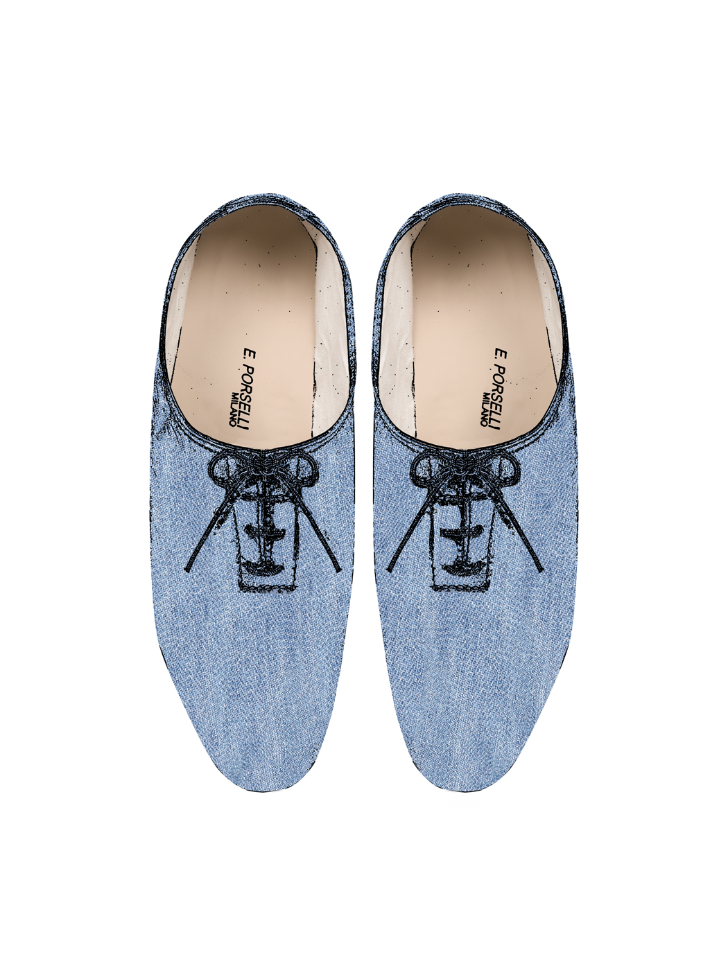 Jazz Dance Ballet Flat Shoes Denim 54-Denim