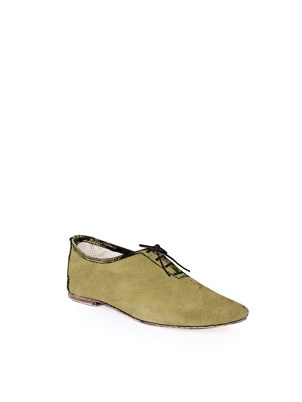 Jazz Dance Ballet Flat Shoes Olive Green Suede C06-Olive Green