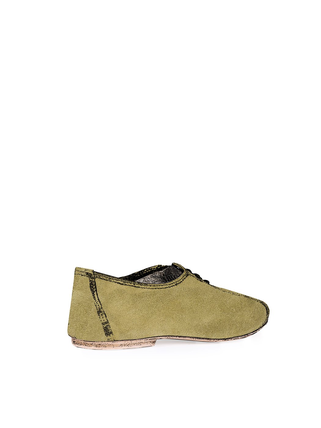 Jazz Dance Ballet Flat Shoes Olive Green Suede C06-Olive Green