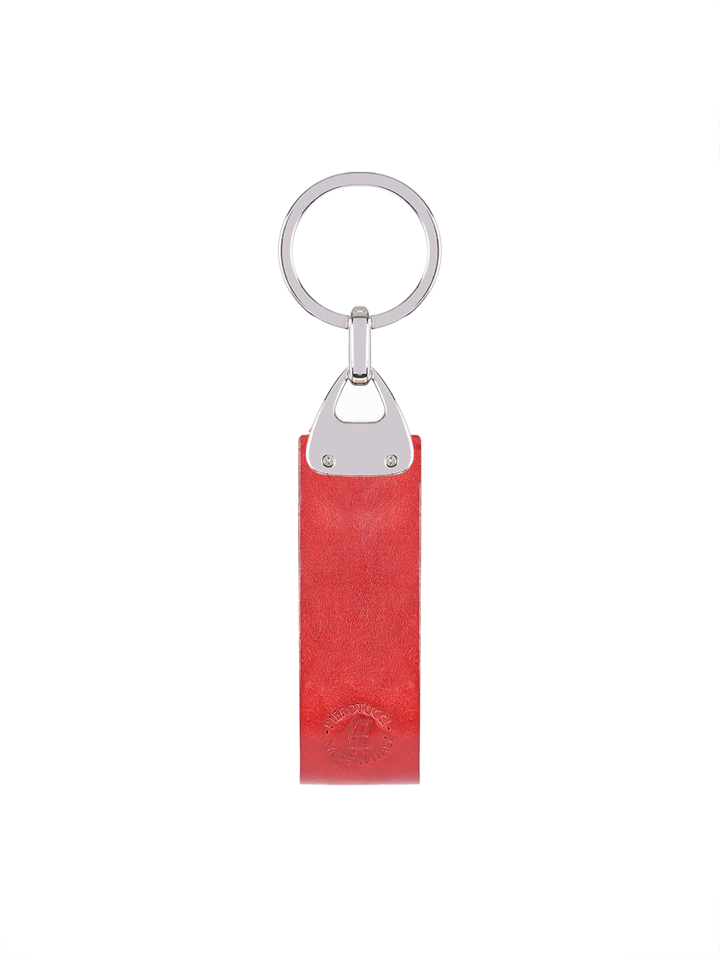 Weaved Fishbone Cuoio Leather Key Ring Red