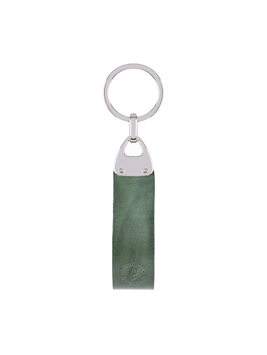 Weaved Fishbone Cuoio Leather Key Ring Green