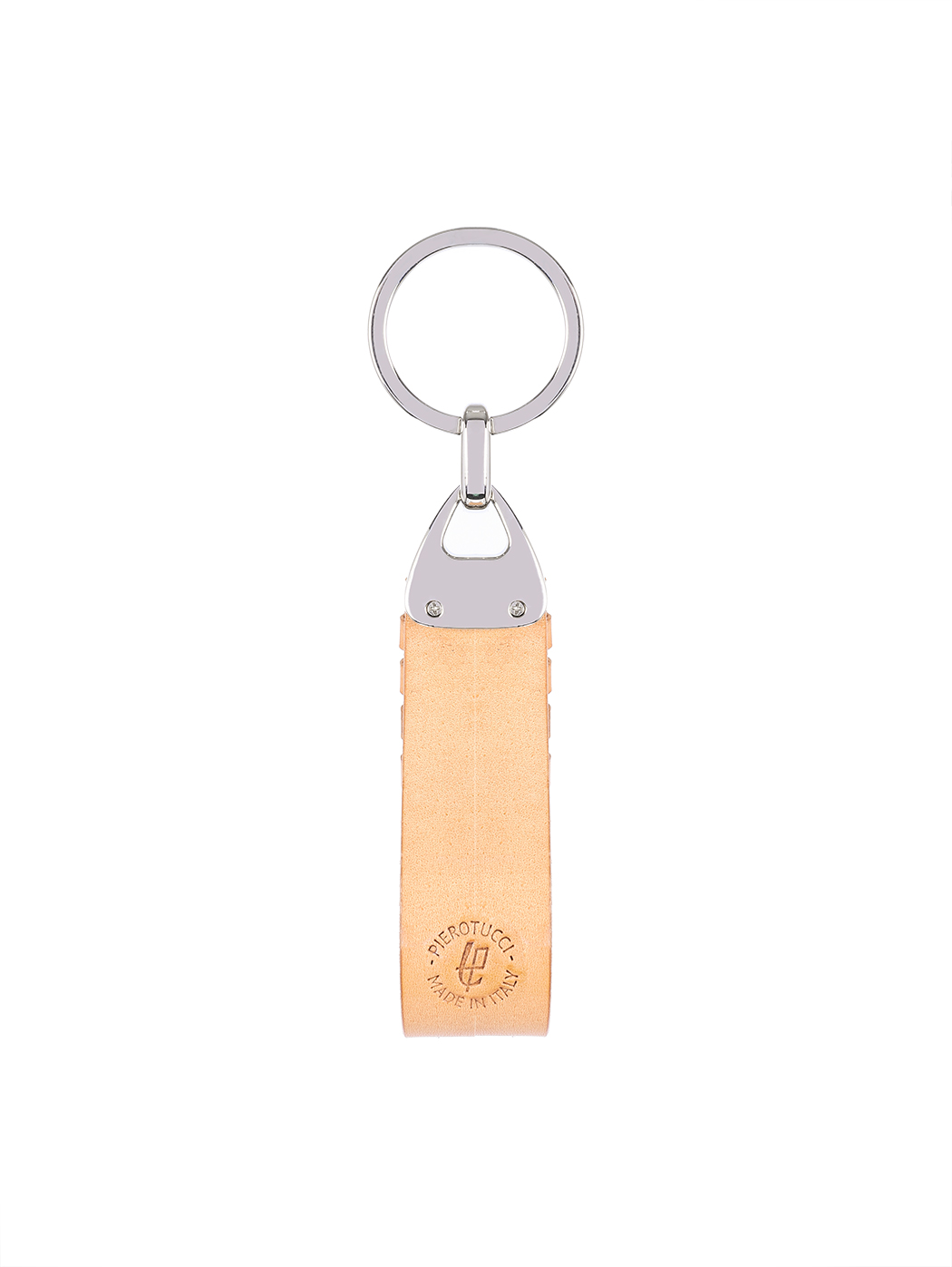 Weaved Fishbone Cuoio Leather Key Ring Natural