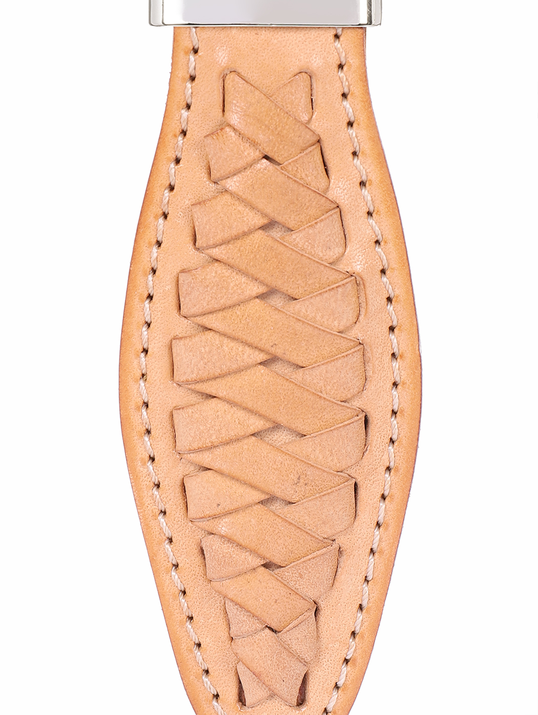 Weaved Fishtail Cuoio Leather Key Ring Natural