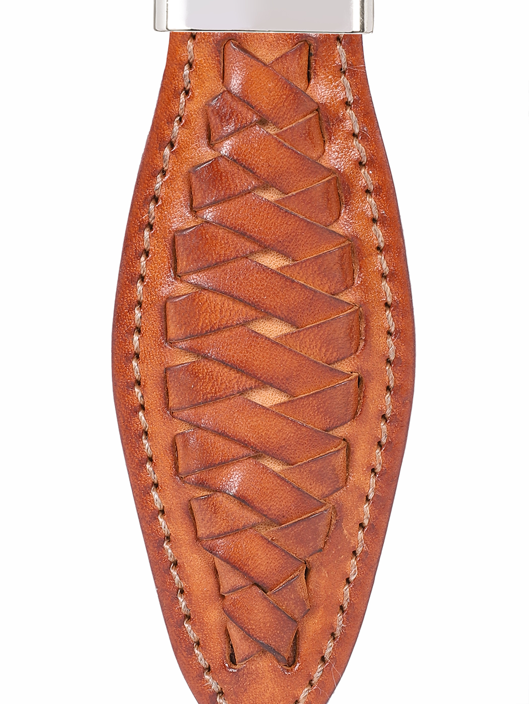 Weaved Fishtail Cuoio Leather Key Ring Tan