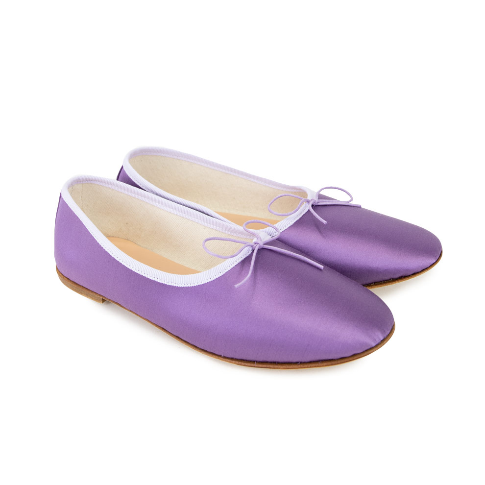 Ballet Flats High Vamp Slippers - Violet Satin