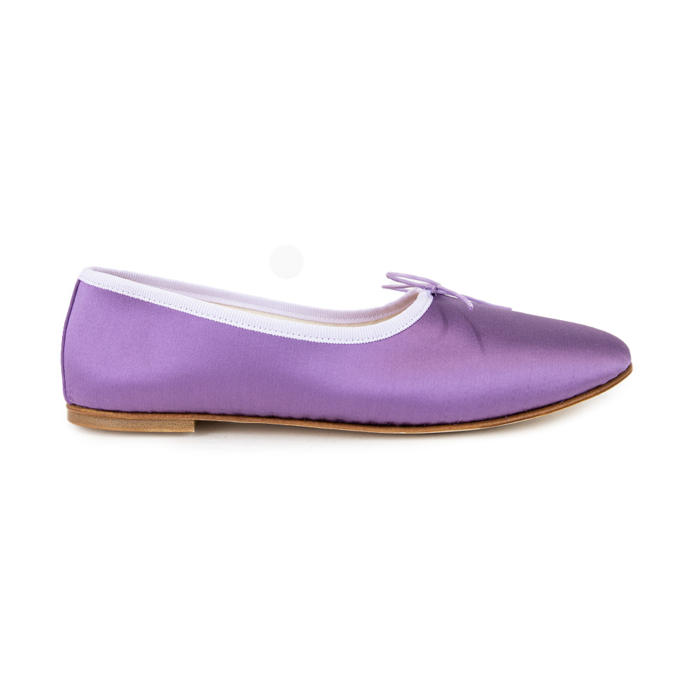 Ballet Flats High Vamp Slippers - Violet Satin