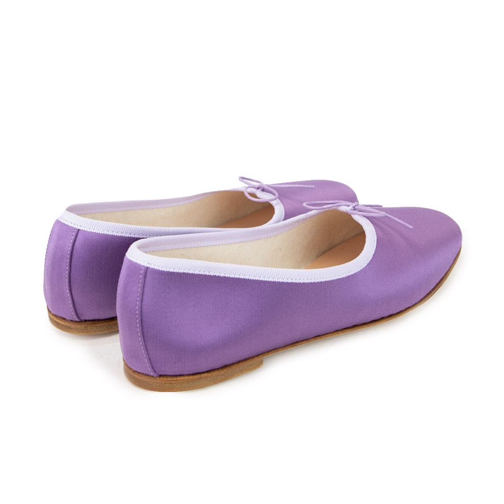 Ballet Flats High Vamp Slippers - Violet Satin