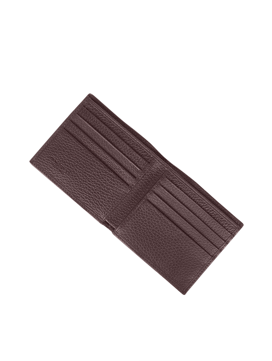 Slim Bifold Pebbled Leather Wallet Brown