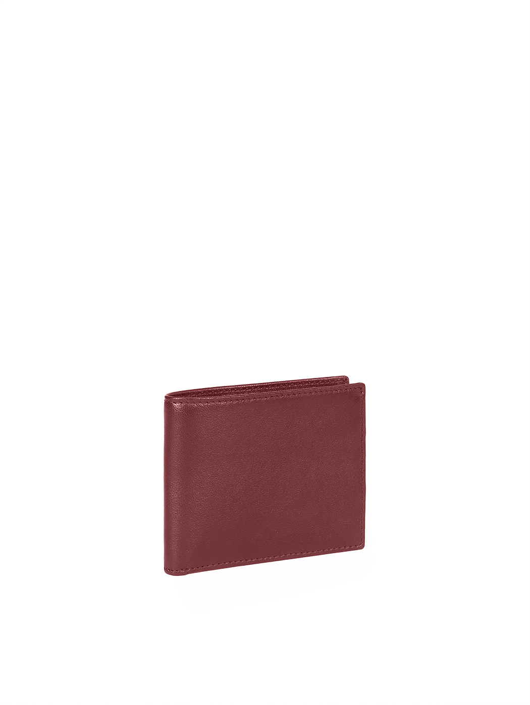 Classic Smooth Leather Bifold Card Wallet Prune Red