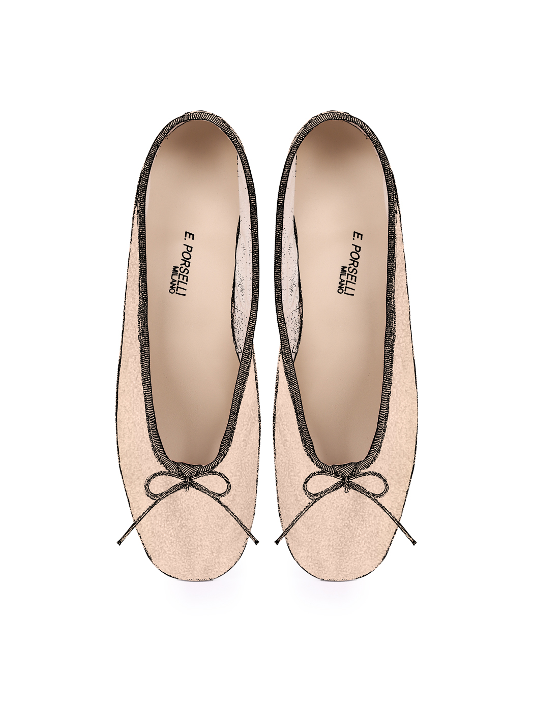 Ballet Pumps Block Heel Nude Suede C02-Nude