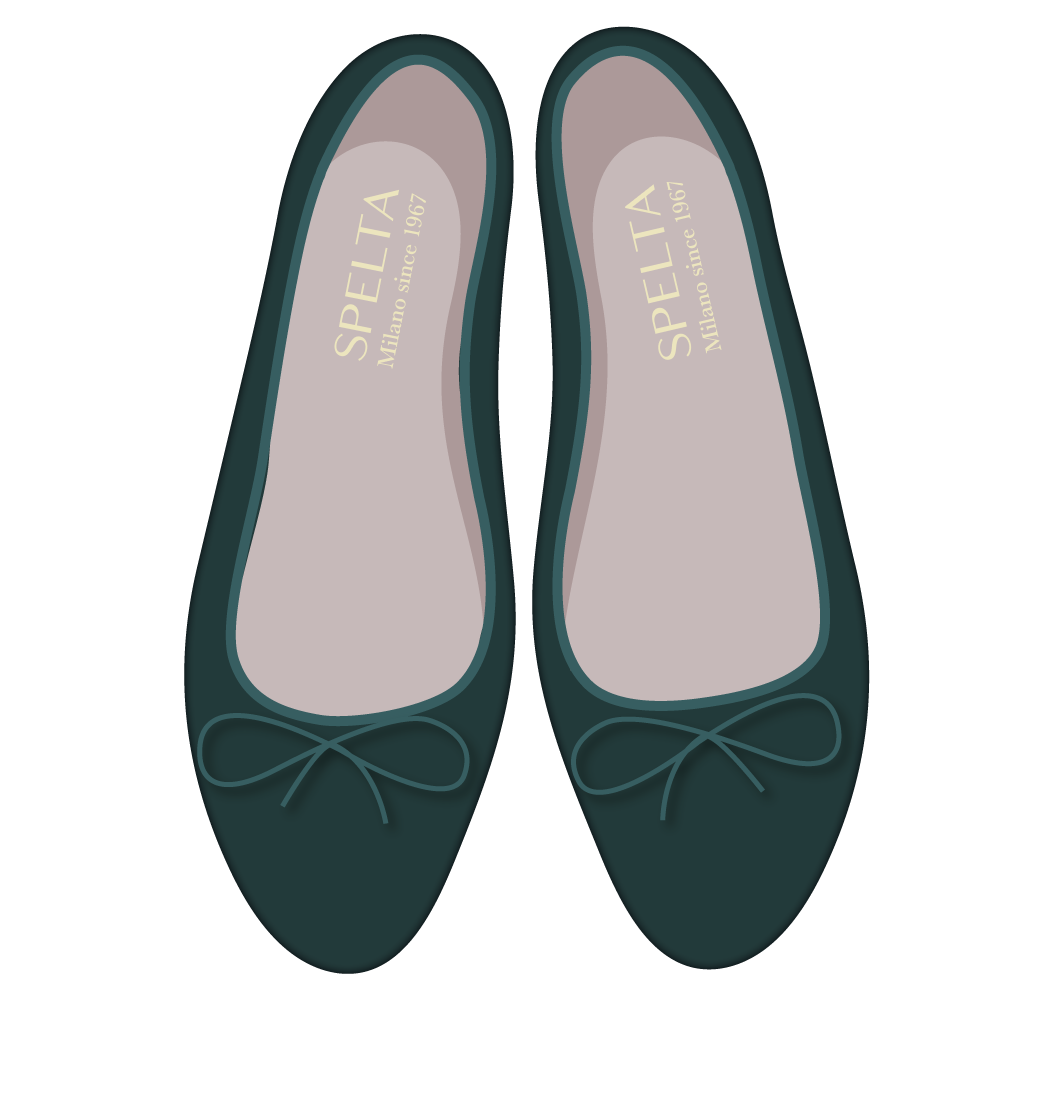 Ballet Flats Handmade - Dark Green Nappa